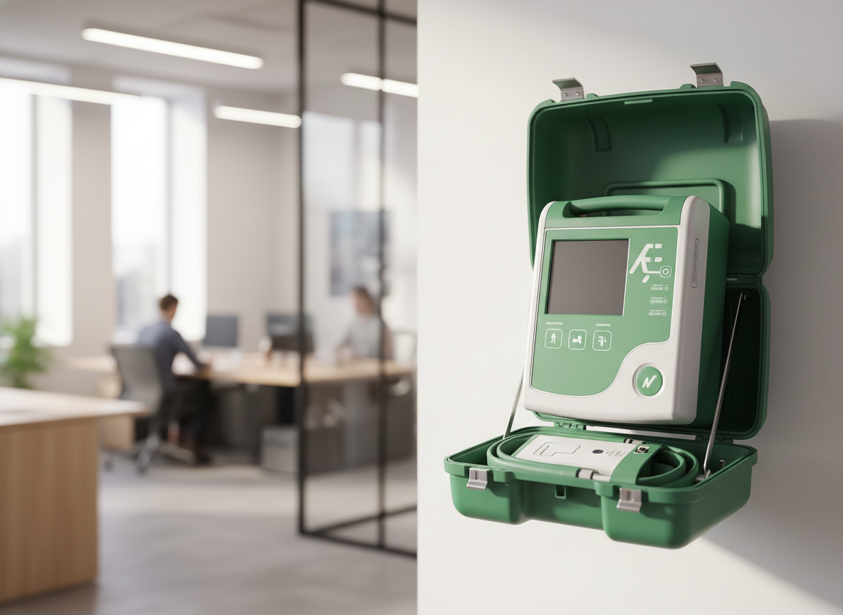 Defibrillatore DAE installato in ambiente di lavoro