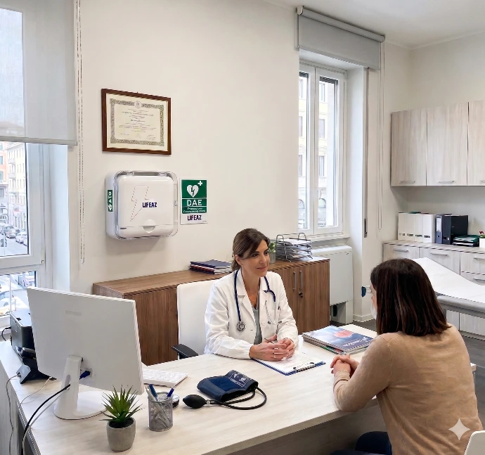 Studio medico cardioprotetto con defibrillatore